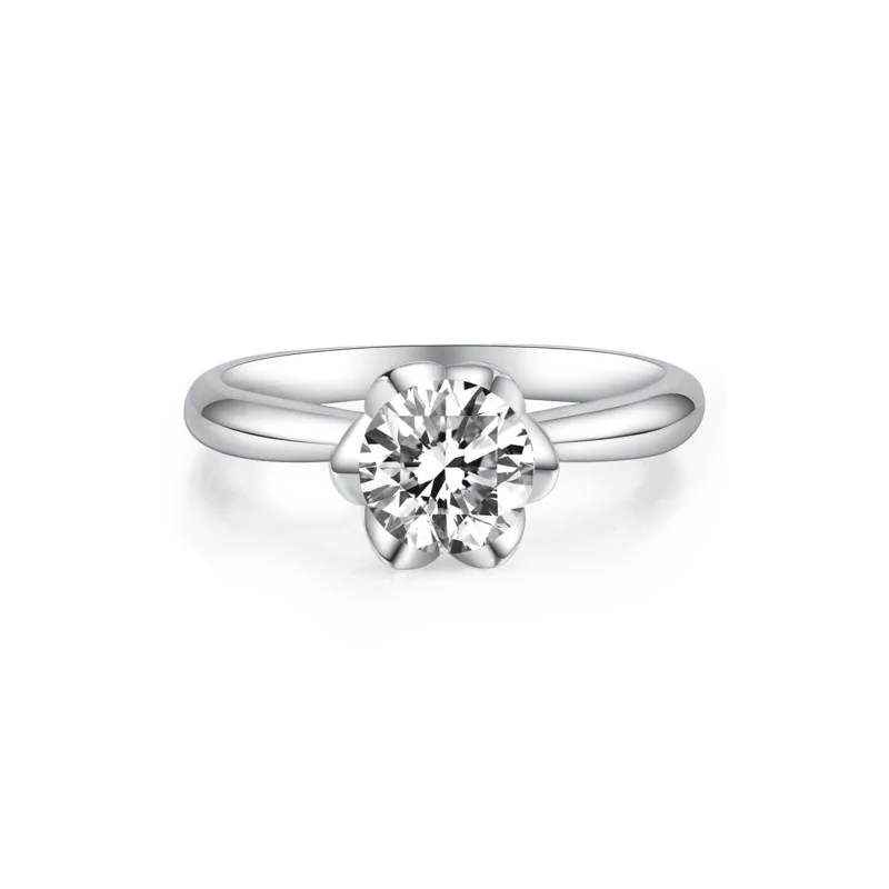 Dome Flower — 18K white bright diamond ring
