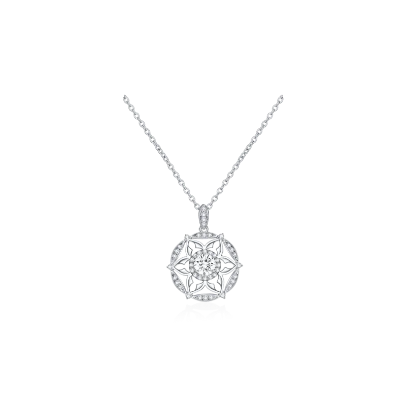 Dome Land — 18K white gold diamond necklace