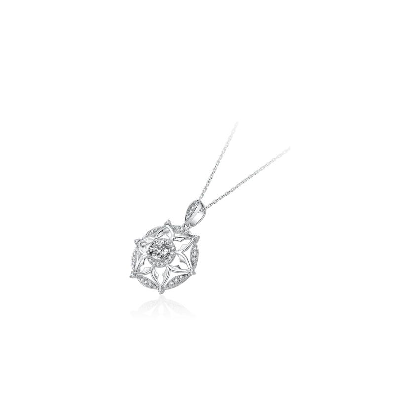 Dome Land — 18K white gold diamond necklace