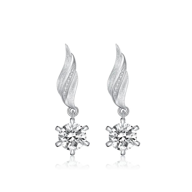 Dream Wings — 18K white gold hook earrings