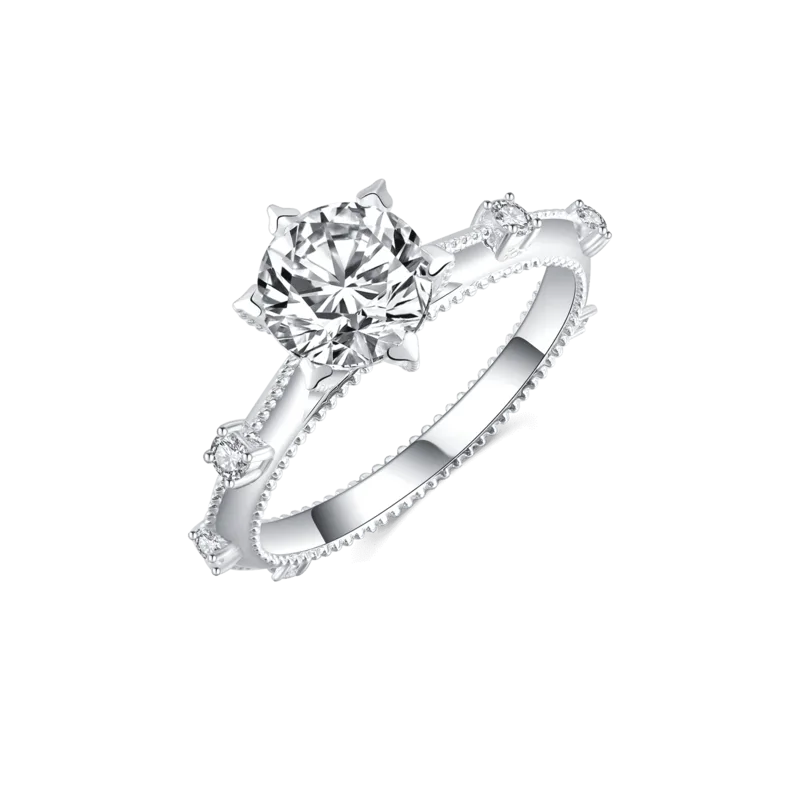 Frozen Sunshine — 18K white gold diamond six claw ring
