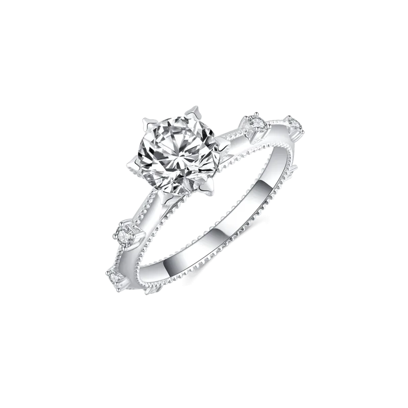 Frozen Sunshine — 18K white gold diamond six claw ring
