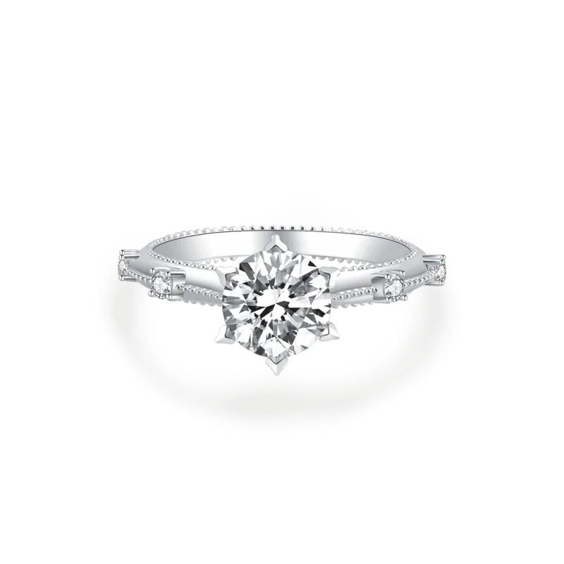 Frozen Sunshine — 18K white gold diamond six claw ring