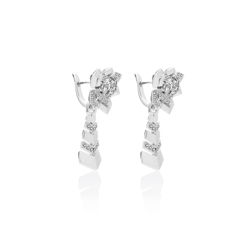 Snowflake — 18K White Gold Diamond Earrings