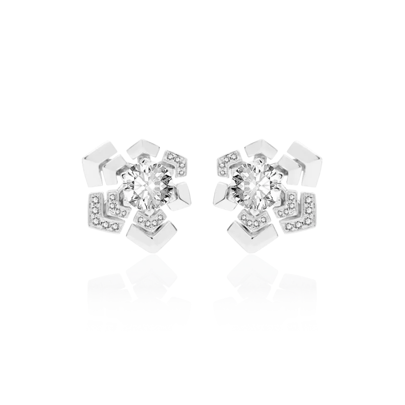 Snowflake — 18K White Gold Diamond Earrings