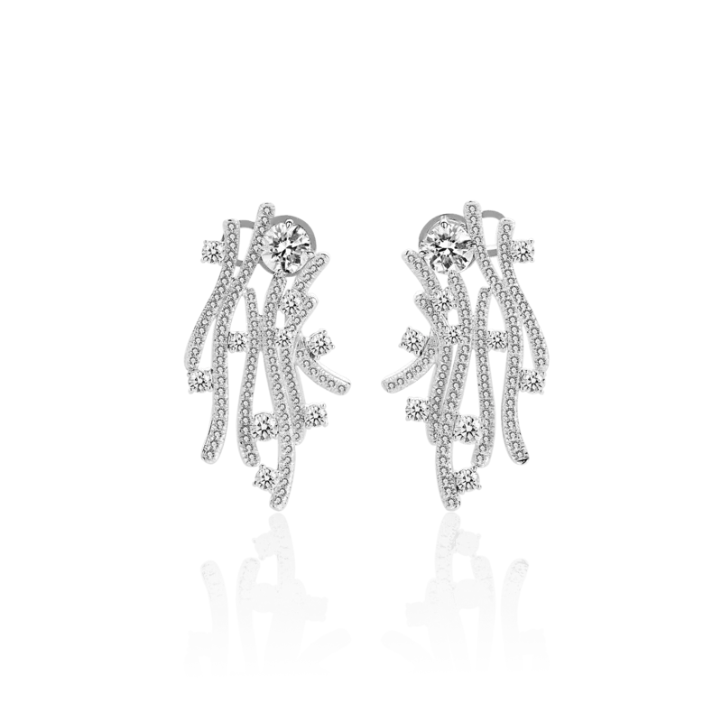 Tide — 18K White Gold Diamond Earrings