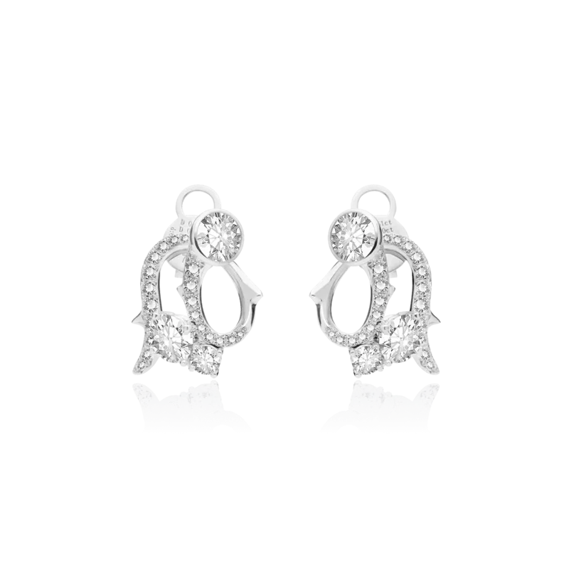 Vines — 18K white gold diamond earrings