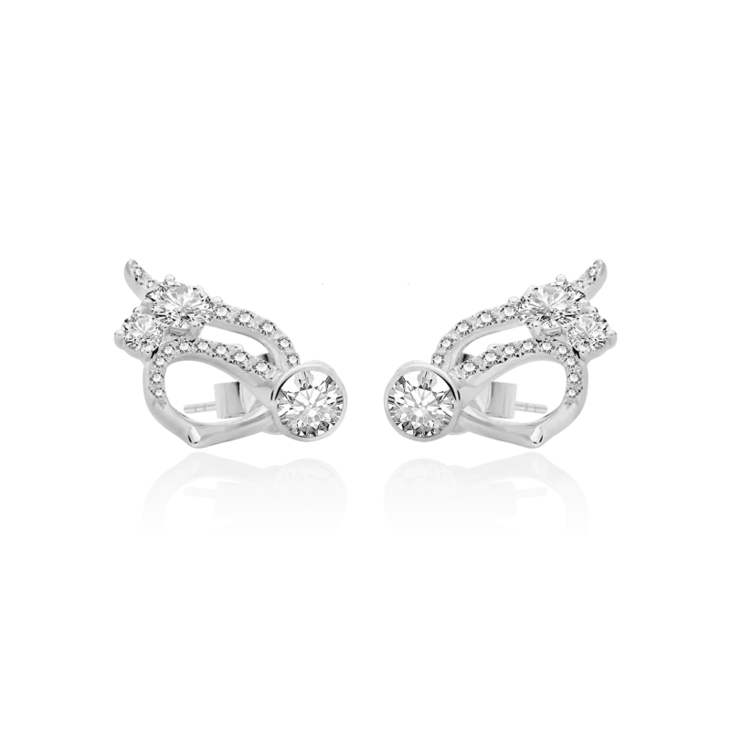 Vines — 18K white gold diamond earrings
